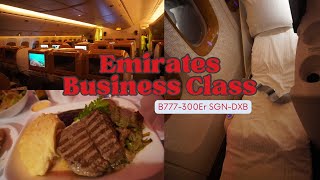 EMIRATES B777300ER Business Class Flight Review  Ho Chi Minh to Dubai [upl. by Elbert]