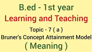 Meaning of Bruners concept attainment model  Topic7a  Learning and Teaching  Bed [upl. by Annaihr]