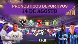 ✅⚽ PRONOSTICOS DEPORTIVOS MIERCOLES 14 DE AGOSTO  REAL MADRID ATALANTA  COPA LIBERTADORES [upl. by Wynne]