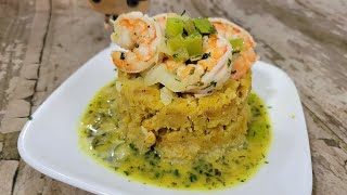 How to make Mofongo con Camarones al Ajillo Mofongo w Garlic Shrimp [upl. by Anisah151]