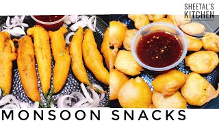 Stuffed Mirchi Bajji recipeAloo Bajji recipe Monsoon Snacks recipes Street FoodSheetals Kitchen [upl. by Tteve]