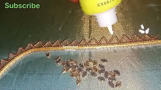 Low Budget Aari Meggam blouse designBeautiful Aari french knot flower design making videoAariwork [upl. by Saiasi250]