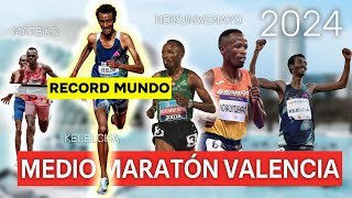 MEDIA MARATON DE VALENCIA 2024 🚀 ¡Récord del Mundo ⚡️ 57´ 30quot [upl. by Ehlke869]