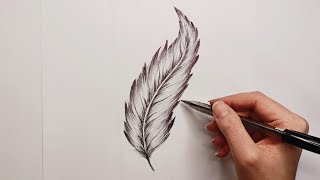 quotFeather with Pen Drawing Tutorial for Detailed and Stunning Resultsquot [upl. by Atiekan]