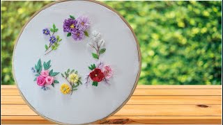 프랑스자수 embroidery beautiful flowers DIY handiworks basic stitch for beginners [upl. by Ettenotna359]