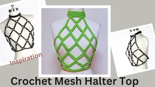 Crochet Mesh Halter Top  Tutorial [upl. by Wende901]