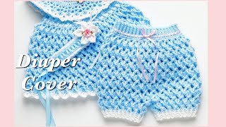 Crochet Baby Girl Dress Set Crochet Diaper Cover for babies in various sizes EASY and FAST [upl. by Pettit]