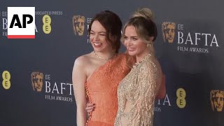 Cillian Murphy Emma Stone Margot Robbie at BAFTA Awards red carpet [upl. by Marvel]