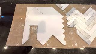 Herringbone tile backsplash installation and some cuts￼ tips on cuts [upl. by France416]