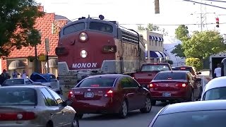 Extremely StreetRunning Train In The Middle Of The City [upl. by Aicilav]