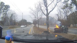 Video  Police chase suspect wanted in Forest Park triple shooting pursuit ends in fiery crash [upl. by Ateekal199]