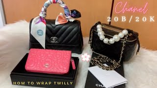 Chanel Unboxing 20B amp 20K  Small Leather Goods Slim CC bandeau How to wrap twilly [upl. by Matilda]