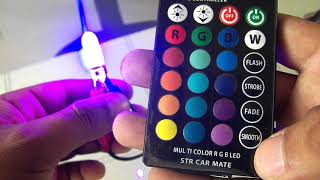 COMO SON LOS LEDS T10 UNBOXING MULTICOLOR CON CONTROL REMOTO Para MOTOCICLETA MERCADO LIBRE [upl. by Nilyaj]