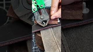 How to install copper rivetsshorts bagmaking leather bag brass shortsvideo copper rivet [upl. by Allsun]