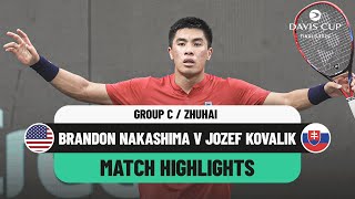 Brandon Nakashima v Jozef Kovalik Highlights  USA v Slovakia Davis Cup 2024 Finals Group Stage [upl. by Enortna]