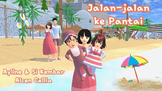 Ayline amp Si Kembar Alcen Cellia  Jalanjalan ke Pantai  Sakura School Simulator [upl. by Eisler]