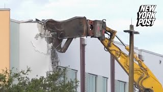 Demolition of the Parkland classroom building where 17 died in 2018 shooting begins [upl. by Newob]