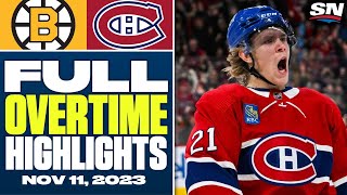 Boston Bruins at Montreal Canadiens  FULL Overtime Highlights  November 11 2023 [upl. by Cirdet]