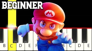 Super Mario Bros Movie Theme Song  Fast and Slow Easy Piano Tutorial  Beginner [upl. by Elurd582]