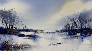 FOUR Colour Atmospheric Landscape WATERCOLOUR Tutorial Using Your Imagination [upl. by Bastian318]