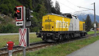 MBS Montafonerbahn Ost V100 203 159 in Vandans dann Begegnung m VMOBIL in St Anton im Montafon [upl. by Pussej328]