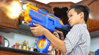 NERF TIN AND LUAN GUN VS GUN BATTLE [upl. by Hayne684]