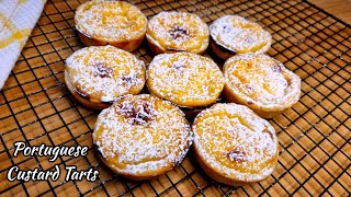 Easy Portuguese Custard Tarts Pasteis de Nata With Puff Pastry [upl. by Ekrub523]