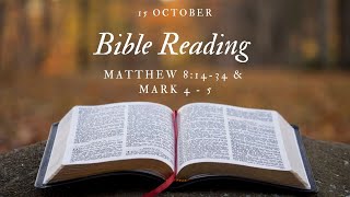 Bible Reading 15 October  Matthew 81434 and Mark 4  5 [upl. by Meesaw]