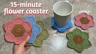 Quick amp Easy Crochet Flower Coaster Tutorial  BeginnerFriendly [upl. by Ainelec]