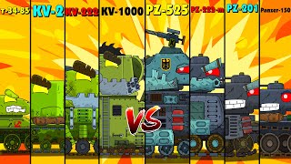 Эволюция Гибридов T3485 vs KV2 vs KV222 vs KV1000  Мультики про танки [upl. by Ahsiekit]