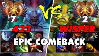 423 TERRORBLADE Carry vs WISPER ELDER TITAN Off  Epic Battle Of Top Dota 2 Players  Z Dota 2 [upl. by Nixie]