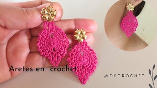 Te enseño a TEJER estos lindos ARETES diseño encajes a CROCHET😍 [upl. by Langan]