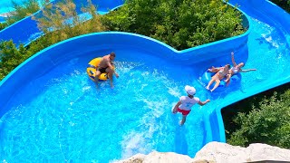 🐳 Wild River Water Slide 💦 at Aquaréna Mogyoród 🇭🇺 [upl. by Akenom963]