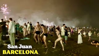 Noche de San Juan 2024 🔥Party at Barceloneta Beach in Barcelona Spain [upl. by Trebbor]