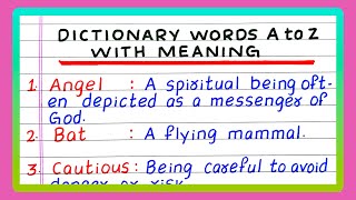 DICTIONARY WORDS  DICTIONARY WORDS A TO Z  DICTIONARY WORDS WITH MEANING  IN ALPHABETICAL ORDER [upl. by Pevzner]