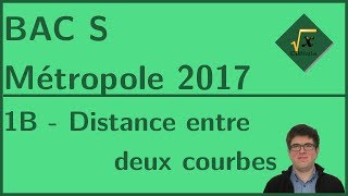 1B  Distance et aire entre deux courbes  BAC S Métropole Juin 2017 [upl. by Adamis]