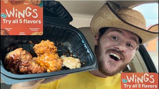 Popeyes Chicken Wings Review  Honey BBQ Signature Hot Mango Habanero Garlic Parmesan [upl. by Kristina]