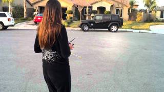 girl learning to fly RC Heli with training POD [upl. by Corny]