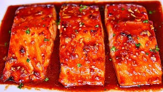 Easy Honey Garlic Butter Salmon  Baked Salmon Recipe [upl. by Wincer]