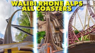 ALL Coasters of Walibi RhôneAlpes 2024 Front Row POV Onrides 4K60  Mahuka  Mystic  Timber [upl. by Llorre535]