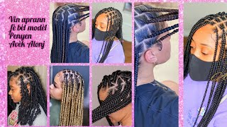 Vin Aprann 4 Fason  Pou Fè Bèl Coiffure Avèk Alonj boxbraids ponytail [upl. by Pironi]