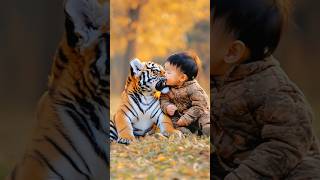 baby amp Tiger child friendship animals friendship story shorts shortvideo short [upl. by Kcod67]