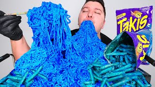 EXTREME BLUE HEAT TAKIS FIRE NOODLES • Mukbang amp Recipe [upl. by Barren40]