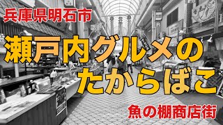 《兵庫観光スポット》瀬戸内グルメの宝庫『明石魚の棚商店街』の魅力Hyogo sightseeing spot The charm of Akashi Uonotana Shopping Street [upl. by Samalla]