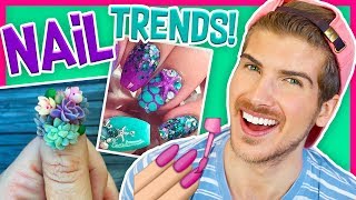 TRYING CRAZY NAIL TRENDS  Mermaid amp Succulent Nail Art [upl. by Enitselec]