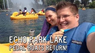 Pedal Boats RETURN to ECHO PARK Boaters get soaked in the fountains [upl. by Deadman]