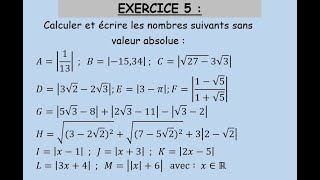 Ordre dans IR Série 1 Exercice 5Valeur absolueTCSFTronc commun science français [upl. by Klemm501]