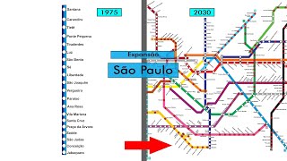 Expansão da Malha de Metrô e CPTM em SP 1975  2030 [upl. by Auqinot]