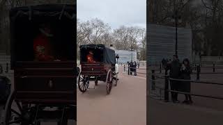 Beefeaters leave Buckingham Palace in a Royal Carriage after the Investiture 030323 [upl. by Acirrej]