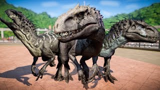 Indominus Rex Team Destroys TRex Suchomimus Stegoceratops  Jurassic World Evolution [upl. by Tnecnivleahcim]